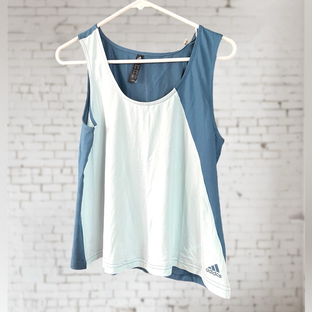 Adidas Scoop Neck CB Tank. Two tone blue. Size Small. NWT